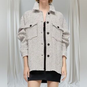Zara Black and White Button Down Jacket Blazer Pockets Women’s Size Small
